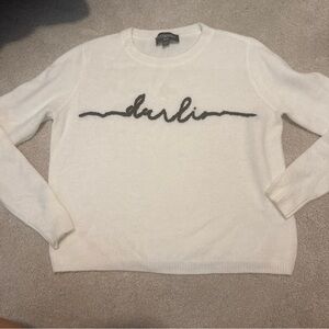 Kittenish Cream Sweater with Black Script